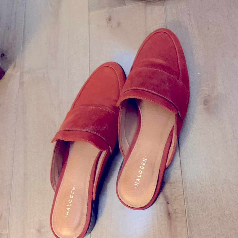 Halogen burnt orange mules